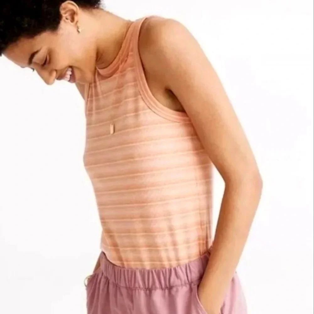 Madewell Striped Orange Westville Tank Top Small S